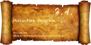 Hatschek Avarka névjegykártya